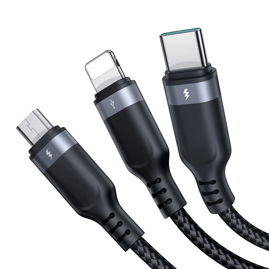 Nabíjecí kabel USB-A - Lightning / microUSB / USB-C Joyroom S-A18 3v1, 20W, 0.3m, Černý