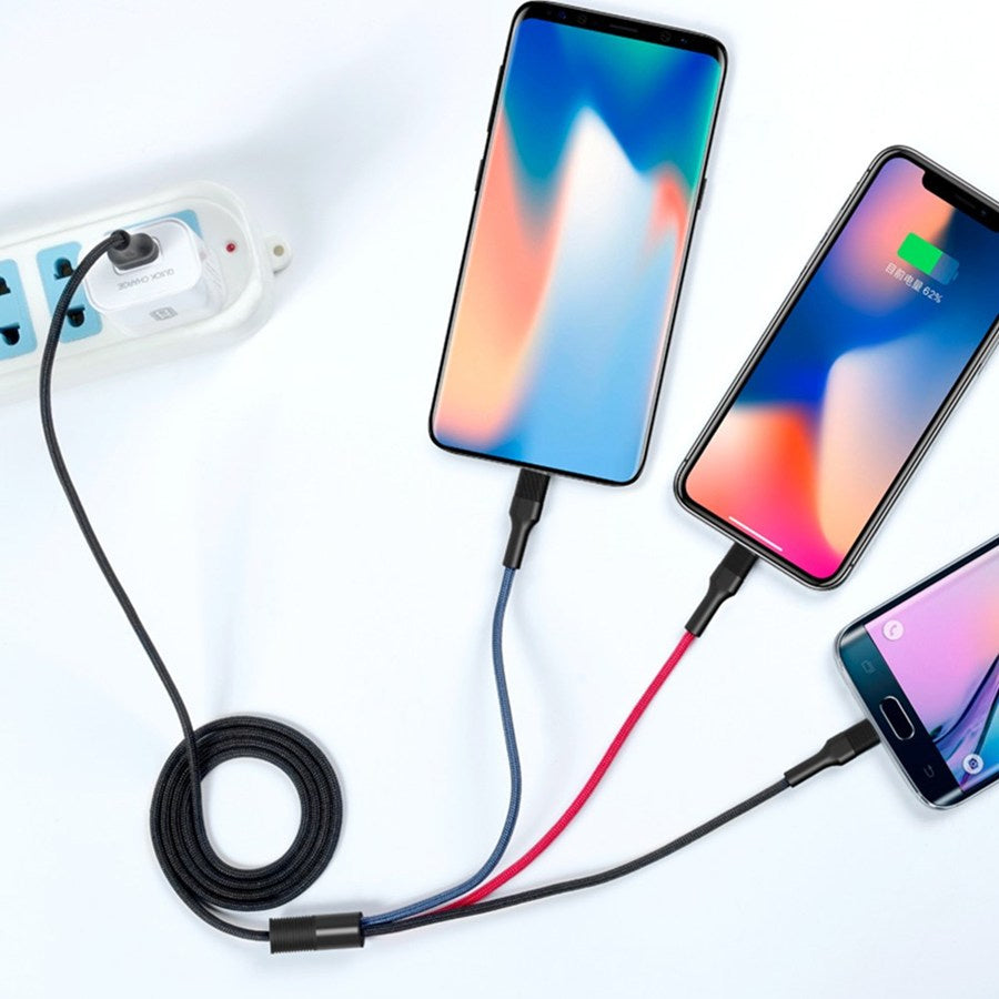 Nabíjecí kabel USB-A - Lightning / microUSB / USB-C XO Design NB54, 18W, 1.2m, Multicolor