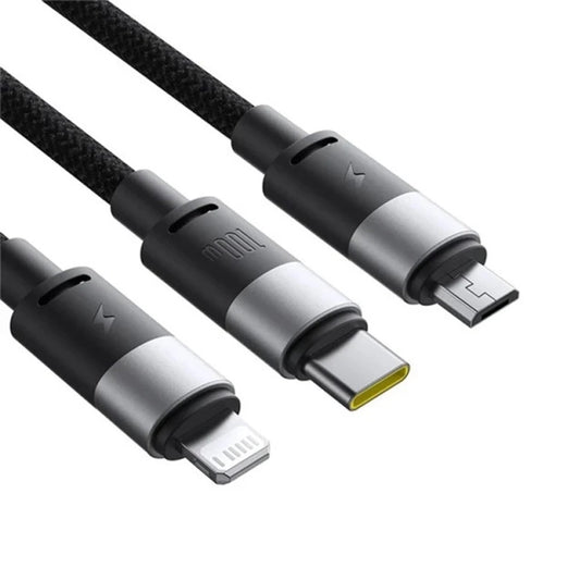 Nabíjecí kabel USB-A - Lightning / microUSB / USB-C Baseus StarSpeed 3v1, 100W, 1.5m, Černý P10319900111-01