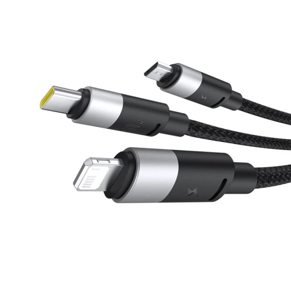 Nabíjecí kabel USB-A - Lightning / microUSB / USB-C Baseus StarSpeed 3v1, 100W, 1.5m, Černý P10319900111-01