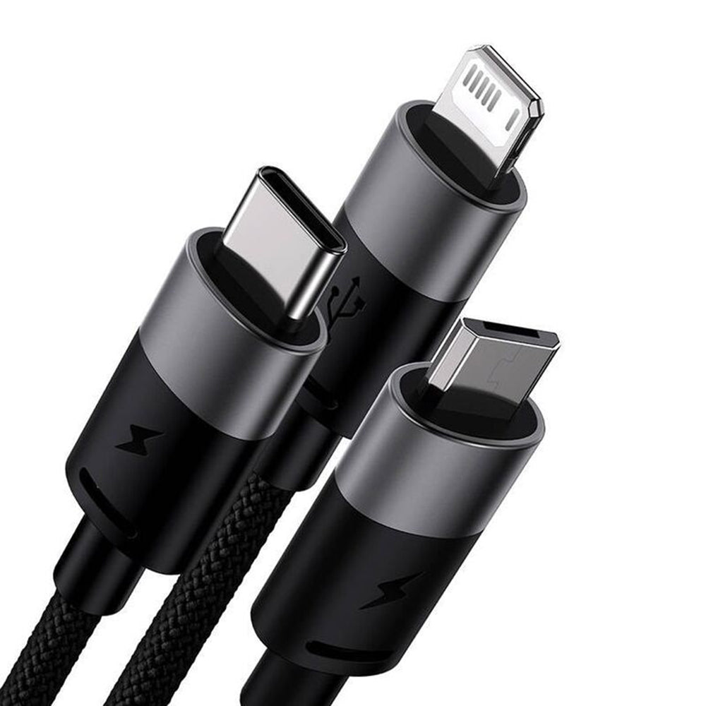 Nabíjecí kabel USB-A - Lightning / microUSB / USB-C Baseus StarSpeed 3v1, 100W, 1.5m, Černý P10319900111-01