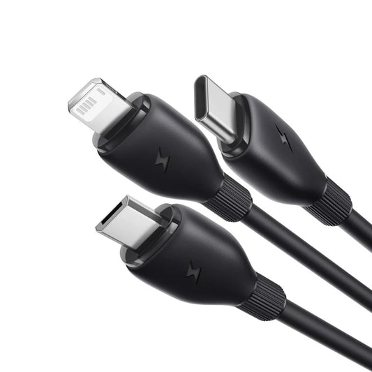 Nabíjecí kabel USB-A - Lightning / microUSB / USB-C Baseus Ultra Fast 3v1, 18W, 1.3m, Černý P10376303121-00