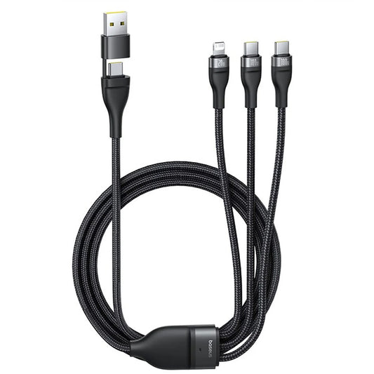 Nabíjecí kabel USB-A / USB-C - Lightning / 2 x USB-C Baseus Flash Series III 3v1, 100W, 1.5m, Černý P10377800U01-00
