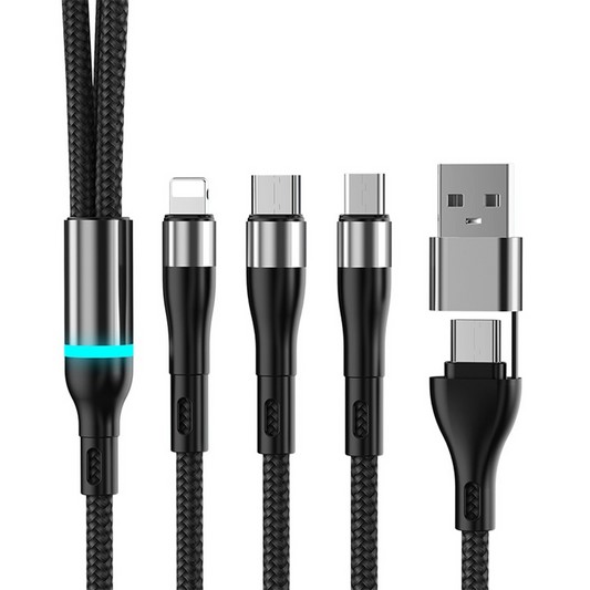 Nabíjecí kabel USB-C / USB-A - Lightning / microUSB / USB-C OEM B6, 100W, 1,2m, černý