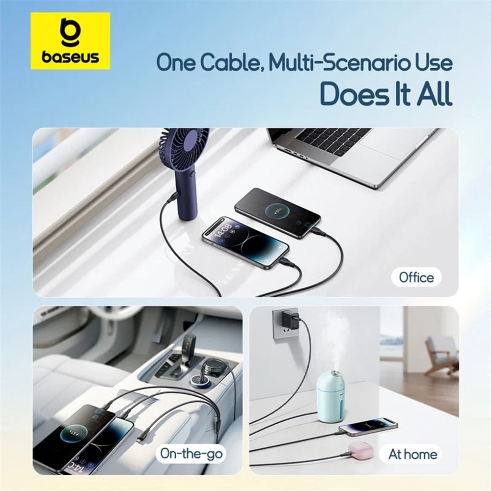 Kabel pro nabíjení USB-C - Lightning / microUSB / USB-C Baseus Ultra Fast 3v1, 20W, 0.8m, Černý P10377501111-00