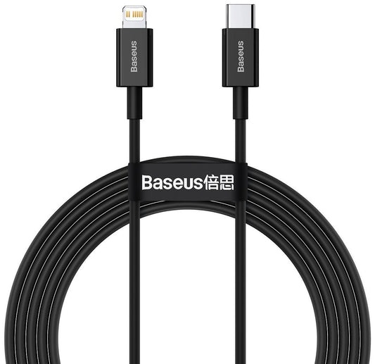 Datový a nabíjecí kabel USB-C - Lightning Baseus Superior Series, 20W, 2m, černý CATLYS-C01