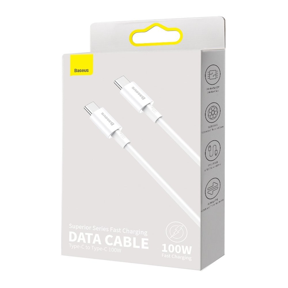 Datový a nabíjecí kabel USB-C - USB-C Baseus Superior Series, 100W, 1m, bílý CATYS-B02