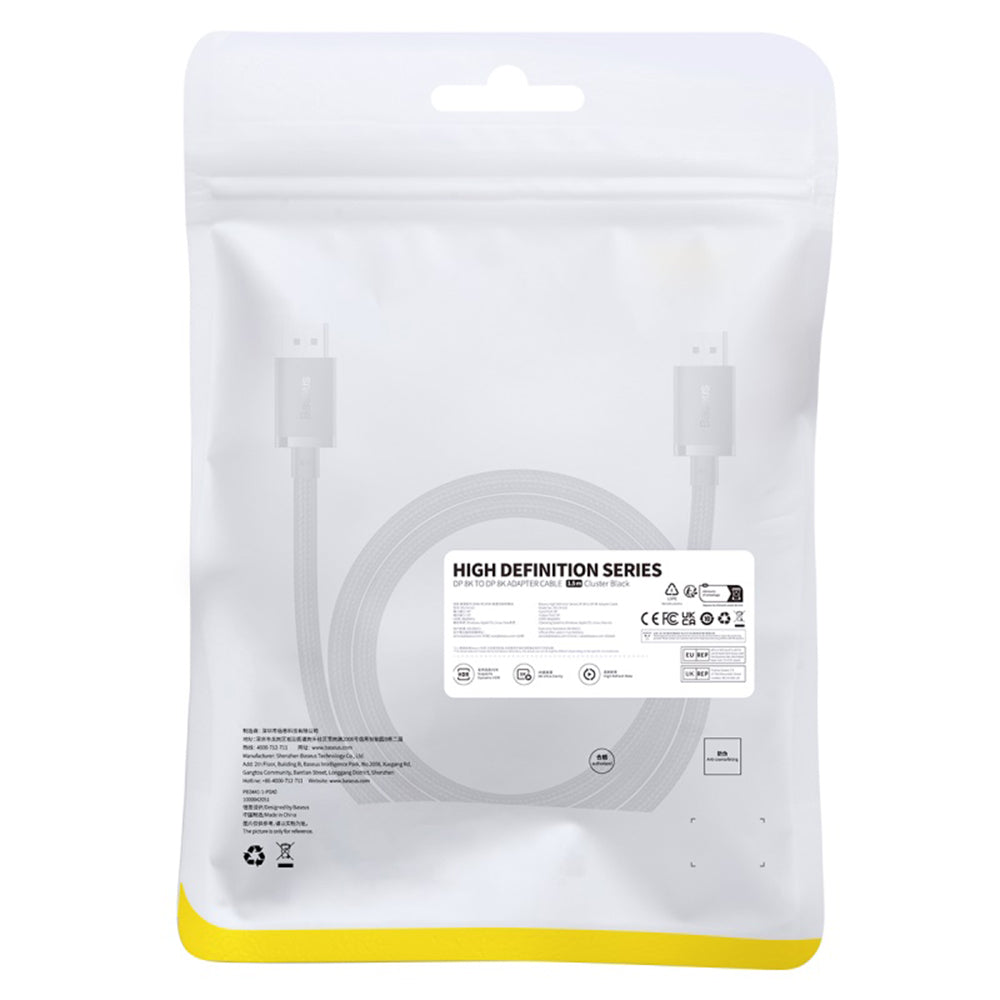 Video kabel Baseus High Definition, DisplayPort - DisplayPort, 8K, 1,5 m, černý B00633706111-01