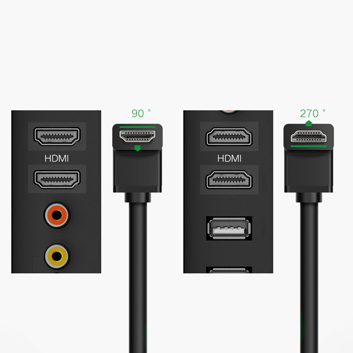 Video kabel UGREEN Angled, HDMI - HDMI, 4K, 2m, černý