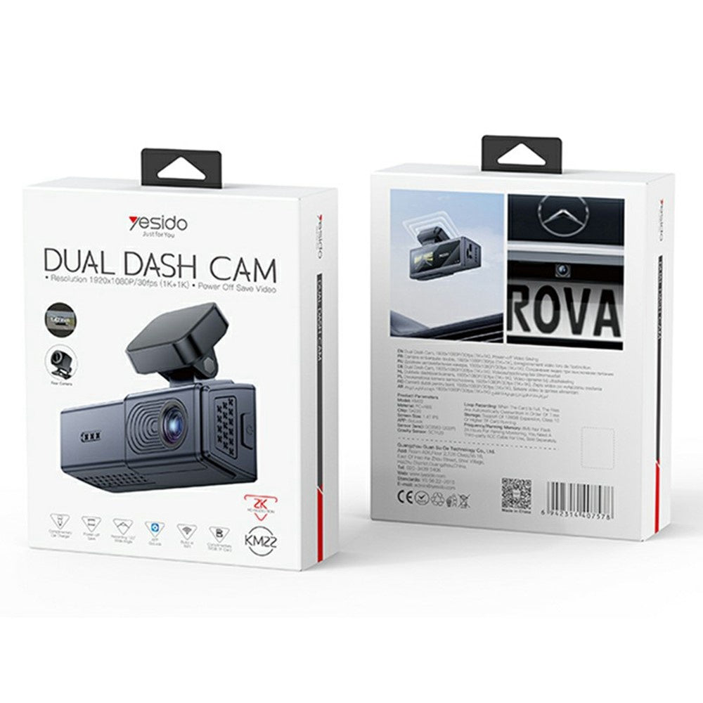 Auto kamera Yesido KM22, 1080P, Wi-Fi, Černá
