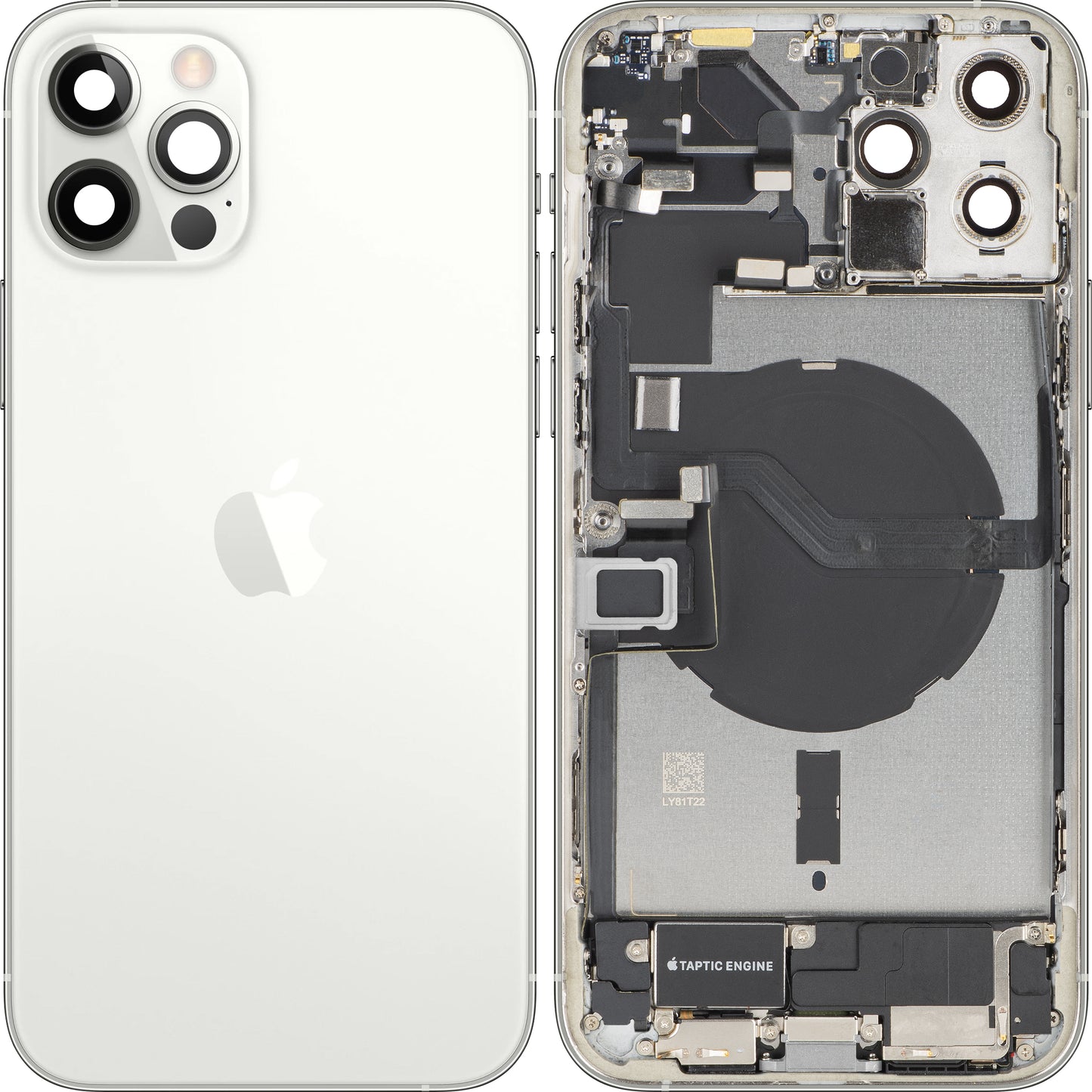 Kryt baterie Apple iPhone 12 Pro Max, s prostředním krytem, kompletní díly, stříbrný, Swap