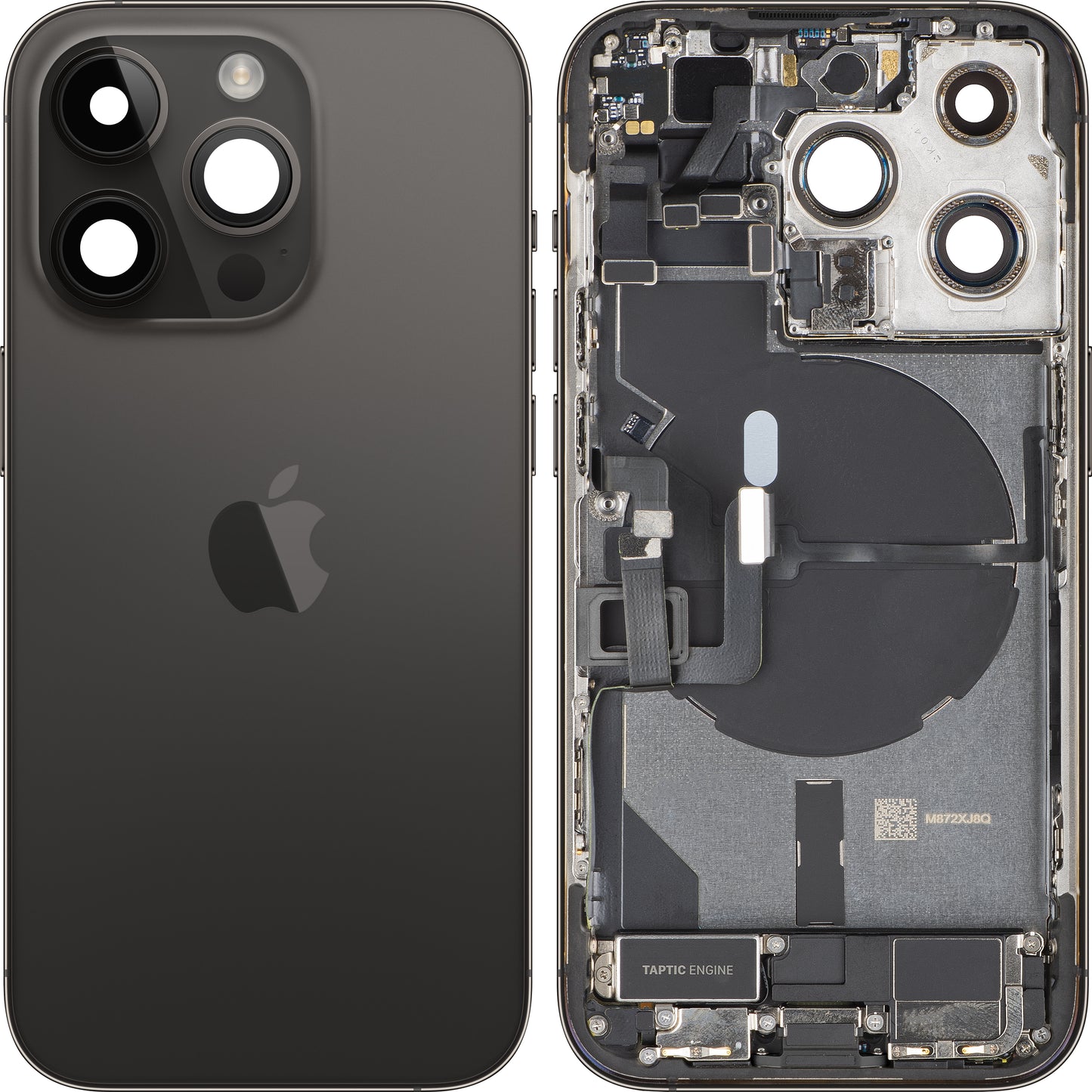 Kryt baterie Apple iPhone 14 Pro, s prostředním krytem, kompletní díly, černý (Space Black), Swap