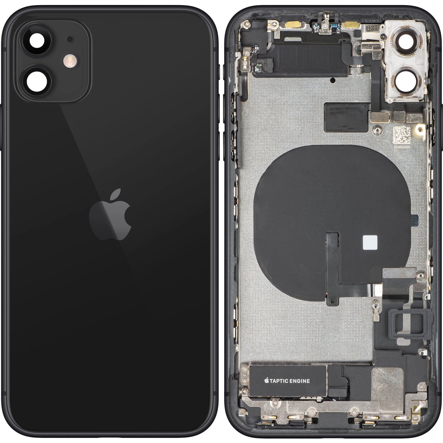 Kryt baterie Apple iPhone 11, s prostředním krytem, kompletní díly, černý, Swap