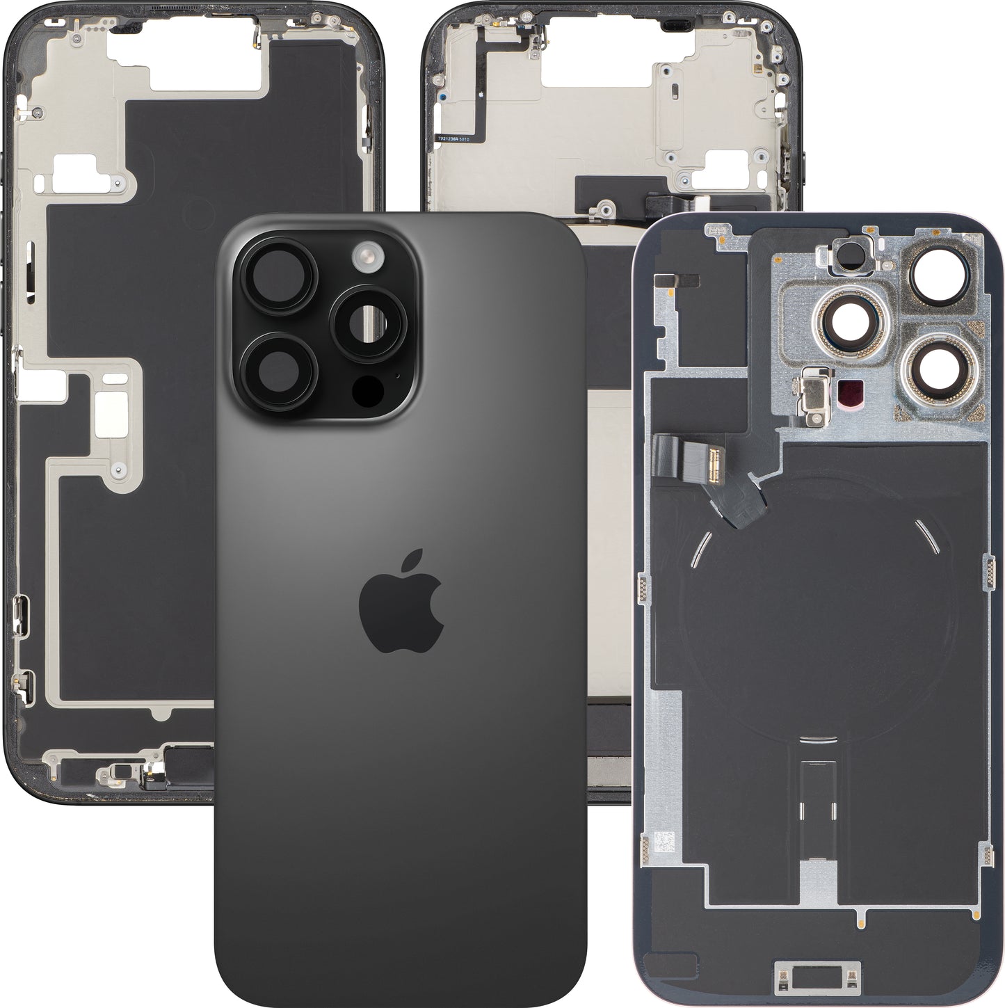 Kryt baterie Apple iPhone 16 Pro Max, s prostředním krytem, kompletní díly, černý (Black Titanium), Swap