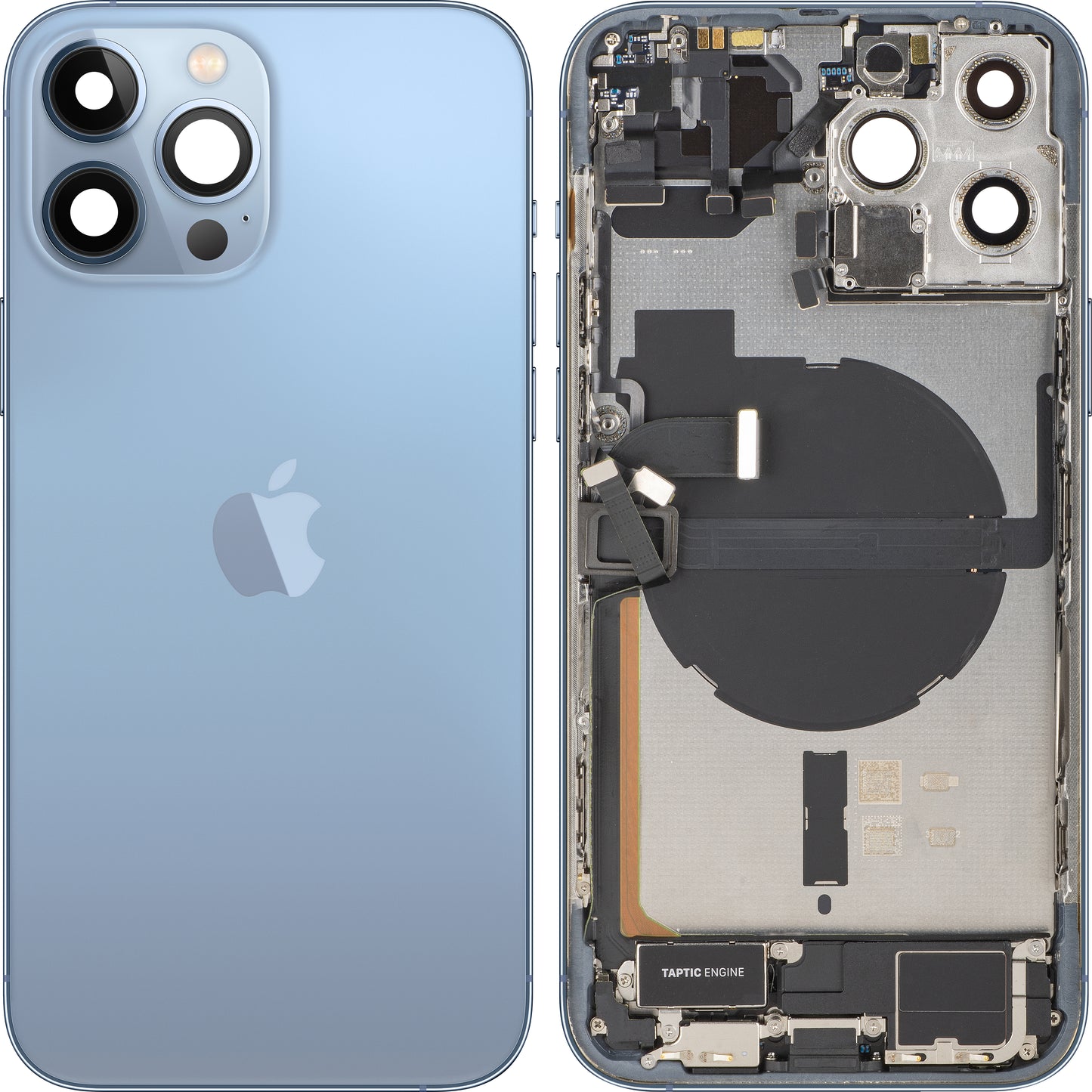 Kryt baterie Apple iPhone 13 Pro Max, s prostředním krytem, kompletní díly, modrý (Sierra Blue), Swap