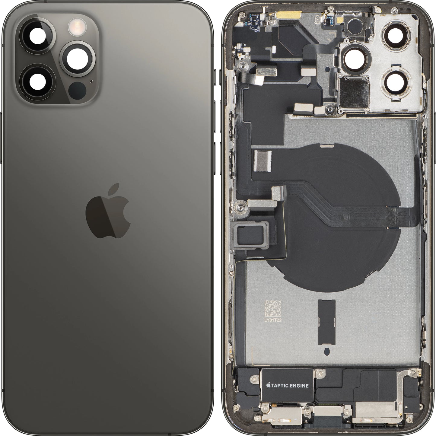 Kryt baterie Apple iPhone 12 Pro Max, s prostředním krytem, kompletní díly, šedá (Graphite), Swap