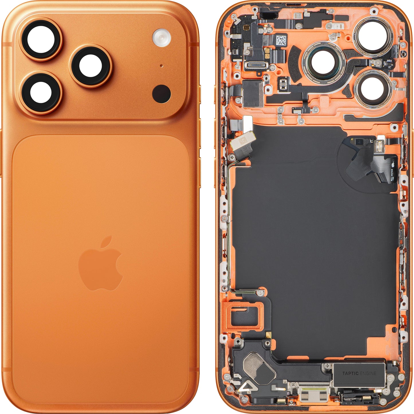 Kryt baterie Apple iPhone 17 Pro, s prostředním krytem, kompletní díly, oranžový (Cosmic Orange), Swap