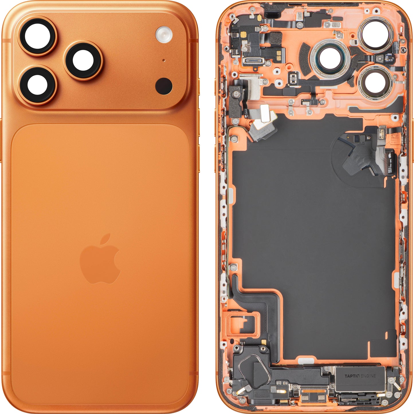 Kryt baterie Apple iPhone 17 Pro Max, s prostředním krytem, kompletní díly, oranžový (Cosmic Orange), Swap