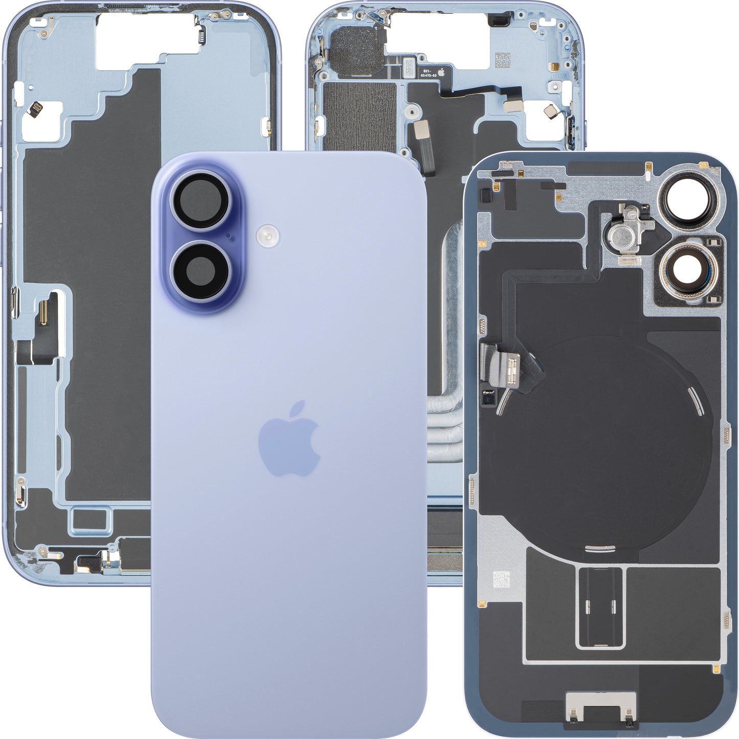 Kryt baterie Apple iPhone 17, s prostředním krytem, kompletní díly, modrý (Mist Blue), Swap