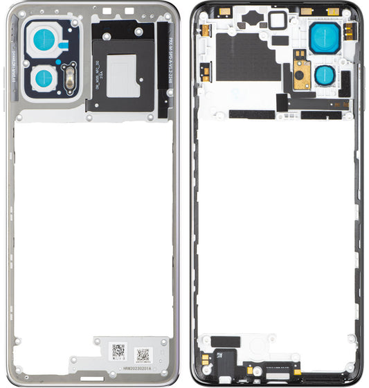 Střední kryt Motorola Moto G73, Stříbrná (Lucent White), Service Pack 5S58C22265
