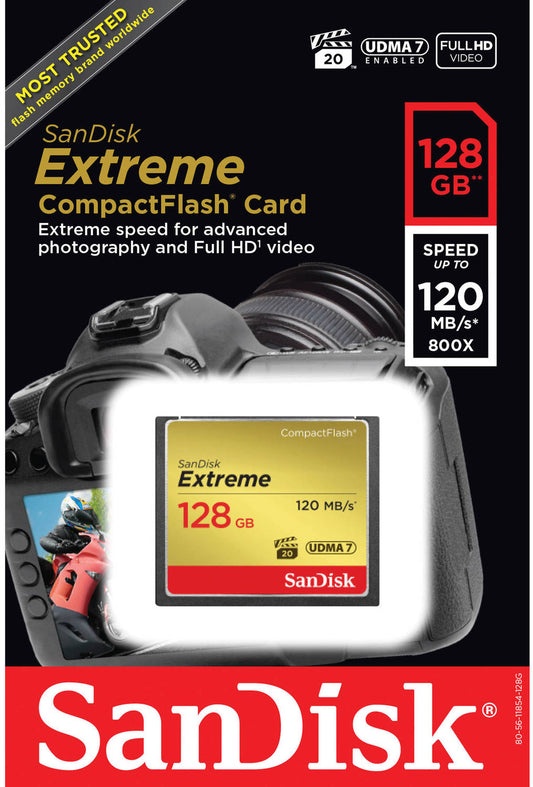 Paměťová karta CompactFlash SanDisk Extreme, 128Gb, UDMA 7 SDCFXSB-128G-G46