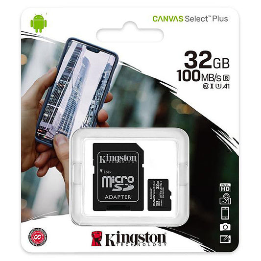 Paměťová karta microSDHC Kingston Canvas Select Plus Android A1, 32Gb, Class 10 / UHS-1 U1, s adaptérem SDCS2/32GB