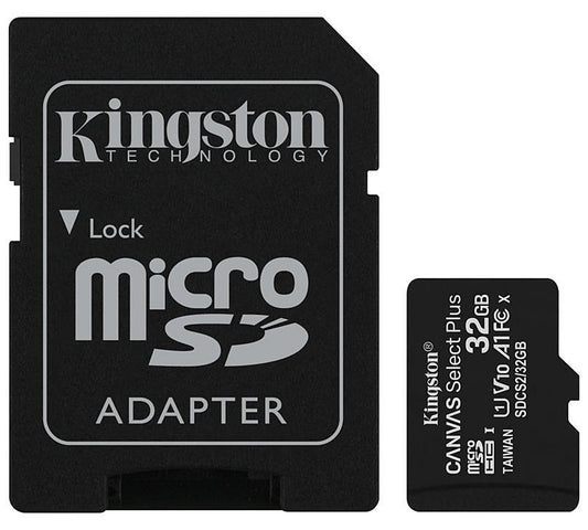 Paměťová karta microSDHC Kingston Canvas Select Plus Android A1, 32Gb, Class 10 / UHS-1 U1, s adaptérem SDCS2/32GB