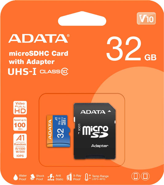 Adata microSDXC paměťová karta, 32Gb, Class 10 / UHS-1 U1, s adaptérem AUSDH32GUICL10A1-RA1 AUSDH32GUICL10A1-RA1