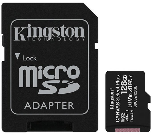 Paměťová karta Kingston Canvas Select Plus Android A1 microSDXC Kingston Canvas Select Plus Android A1, 128Gb, Class 10 / UHS-1 U1, s adaptérem SDCS2/128GB