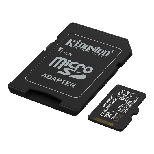 Paměťová karta microSDXC Kingston Canvas Select Plus Android A1, 64Gb, Třída 10 / UHS-1 U1, S adaptérem SDCS3/64GB
