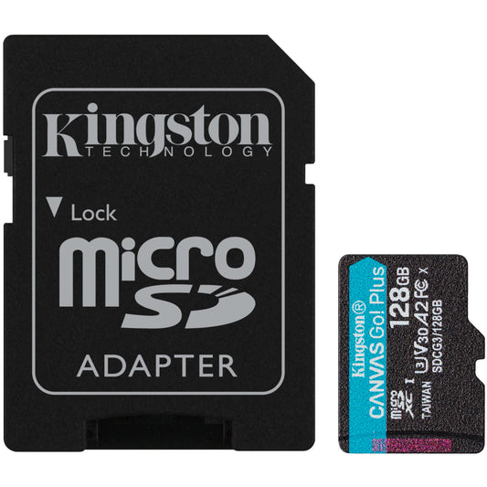 Paměťová karta microSDXC Kingston Canvas Go Plus, 128Gb, Class 10 / UHS-1 U3, s adaptérem SDCG3/128GB