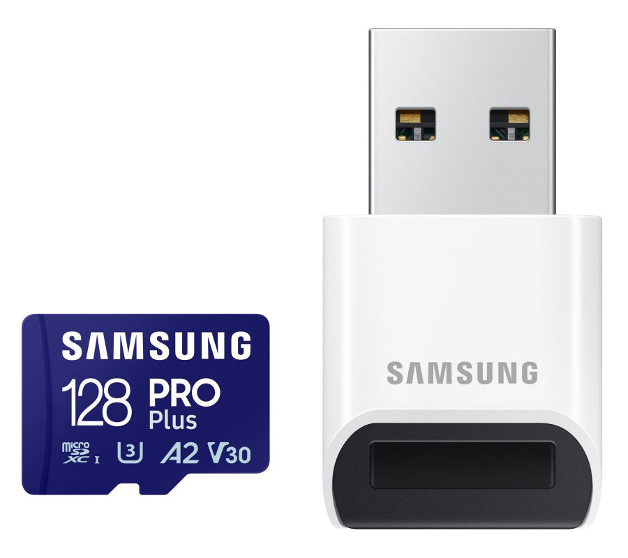 Paměťová karta microSDXC Samsung PRO Plus, 128Gb, Třída 10 / UHS-1 U3, s čtečkou karet MB-MD128SB/WW
