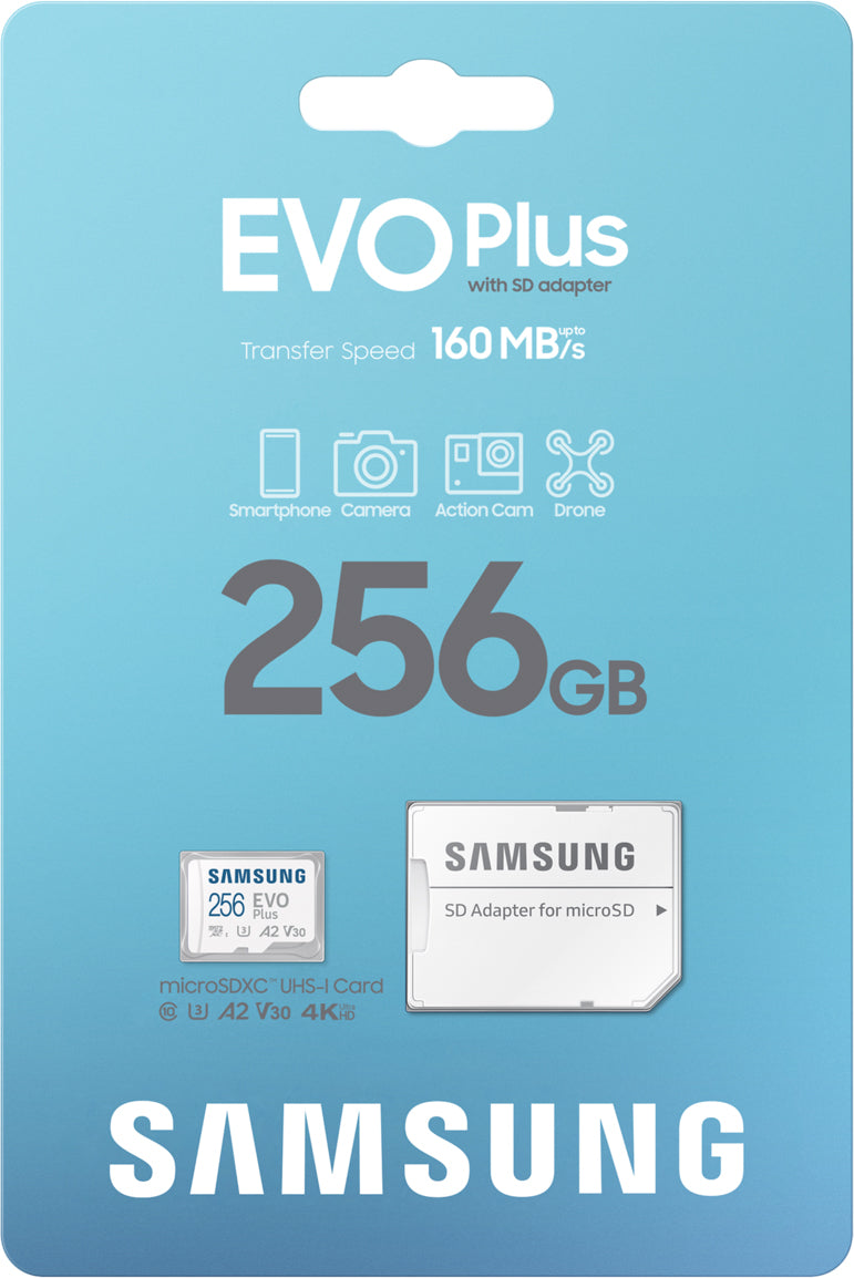 Paměťová karta microSDXC Samsung Evo Plus, 256Gb, Třída 10 / UHS-1 U3, S adaptérem MB-MC256SA/EU