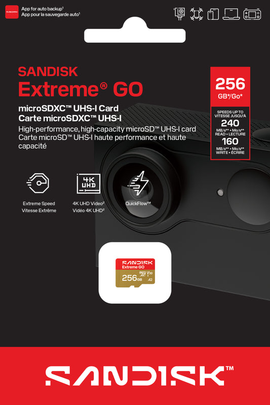 Paměťová karta microSDXC SanDisk Extreme GO Android A2, 256GB, Třída 10 / UHS-1 U1 SDSQXGN-256G-GN6MN