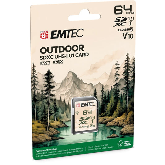 Paměťová karta SDHC Emtec Outdoor, 64Gb, Třída 10 / UHS-1 U1 ECMSD64GXCU1OR