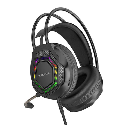 Herní sluchátka 3,5mm Borofone BO105 Thunder, RGB, 2m, černá