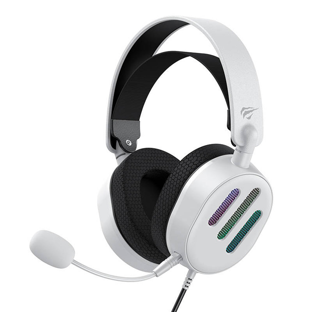 Sluchátka pro hraní her 3.5mm HAVIT H2038U, RGB, 2.1m, bílé