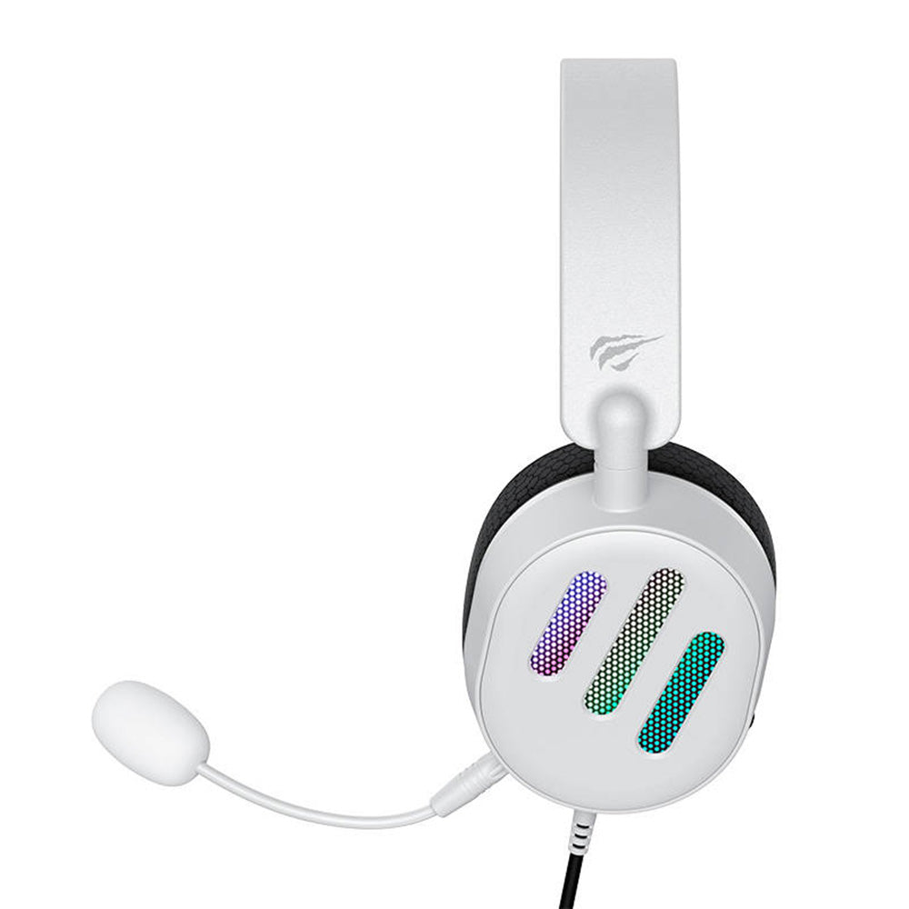 Sluchátka pro hraní her 3.5mm HAVIT H2038U, RGB, 2.1m, bílé