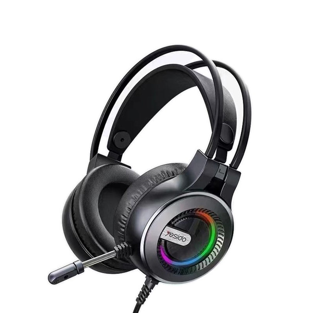 Sluchátka pro hraní 3.5mm Yesido EK02, RGB, 2.2m, černé