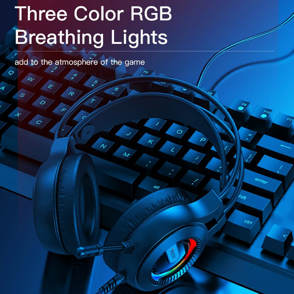 Sluchátka pro hraní 3.5mm Yesido EK02, RGB, 2.2m, černé
