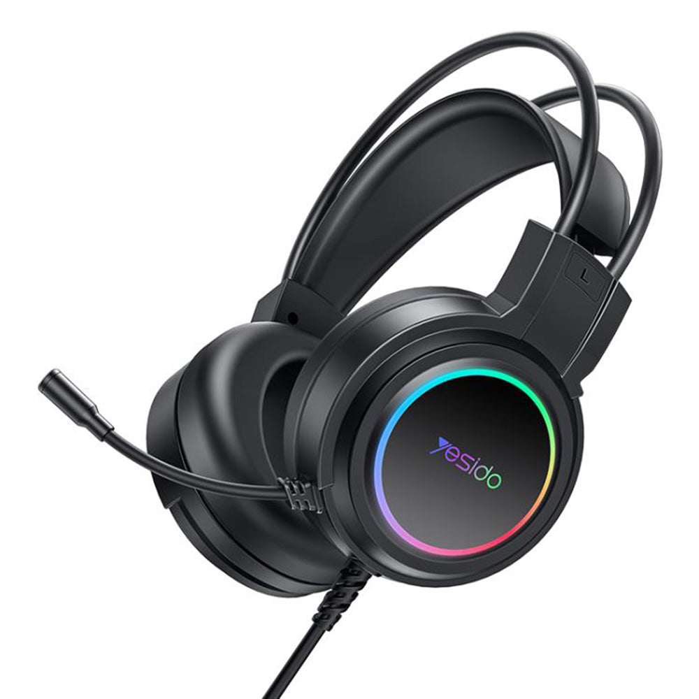 Sluchátka pro hraní Yesido EK05, USB, RGB, 1,2m, černé