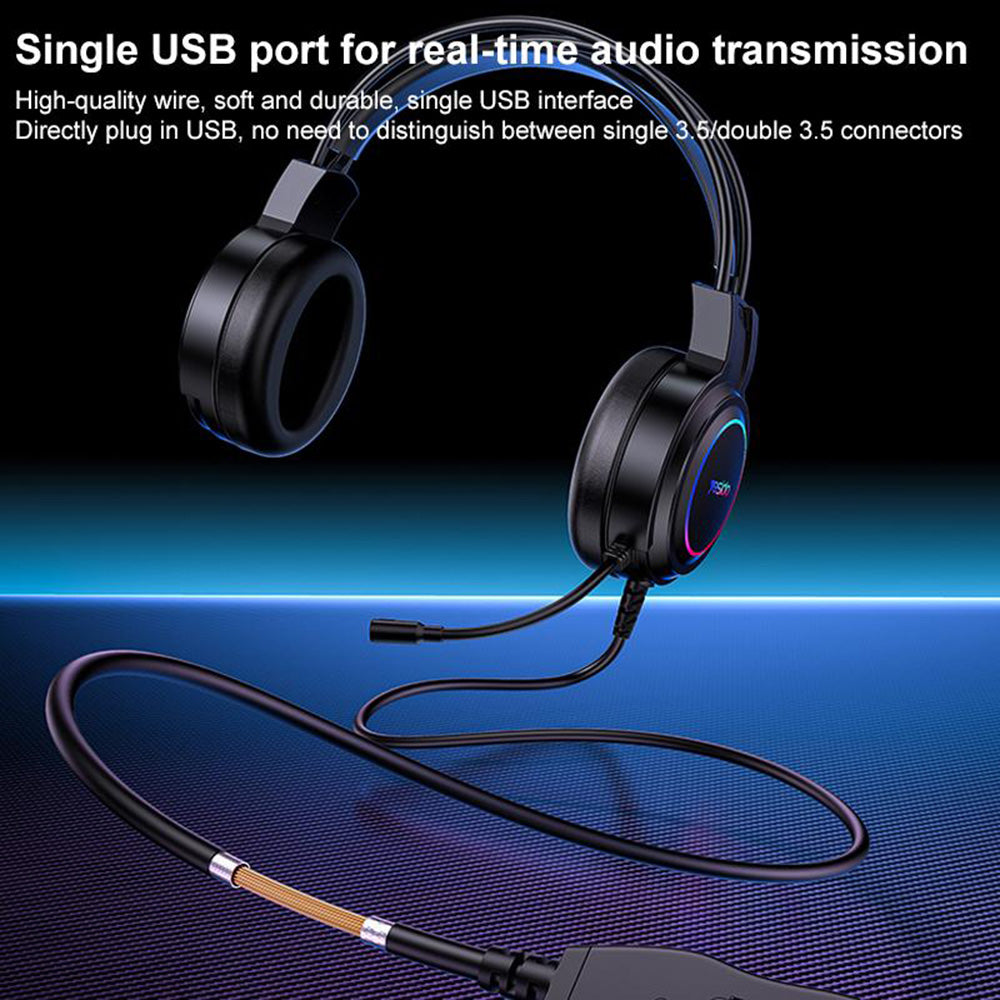 Sluchátka pro hraní Yesido EK05, USB, RGB, 1,2m, černé