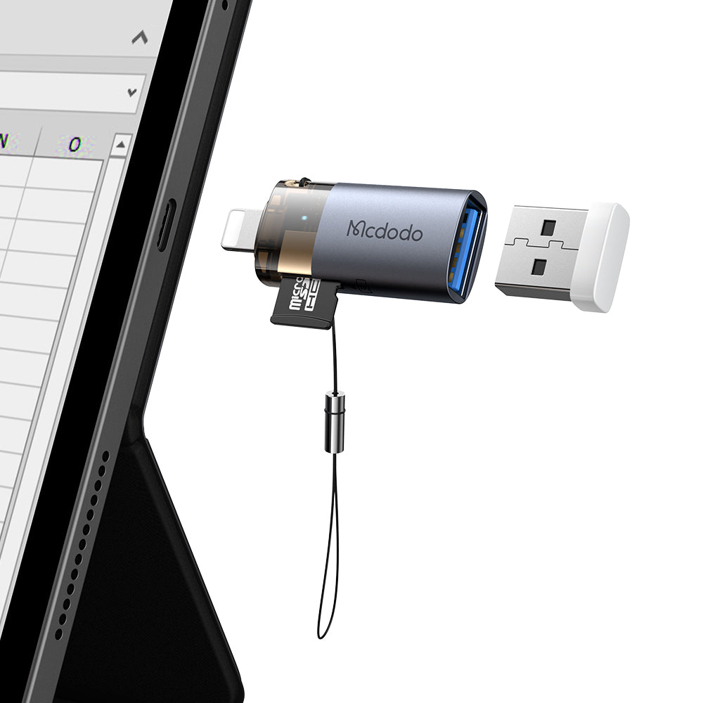 Čtečka karet Lightning McDodo OT-7850, USB-A (OTG) - microSD, Černá
