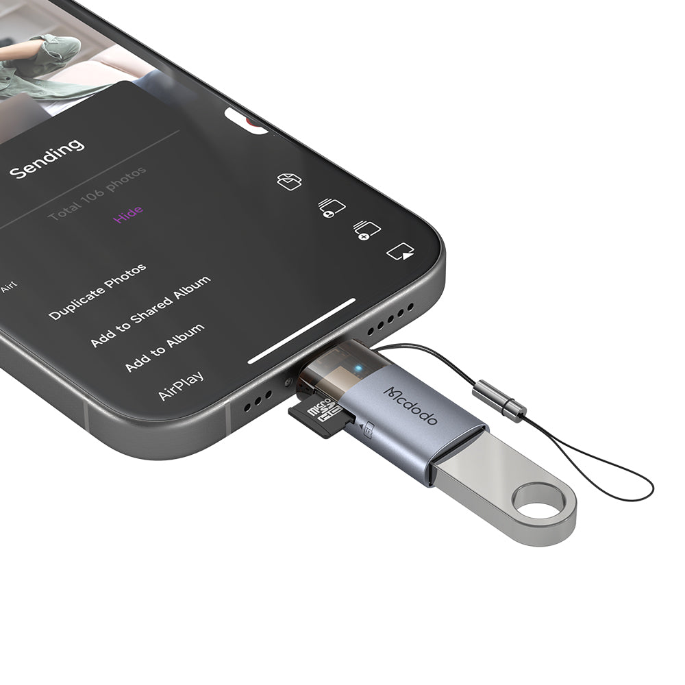 Čtečka karet Lightning McDodo OT-7850, USB-A (OTG) - microSD, Černá