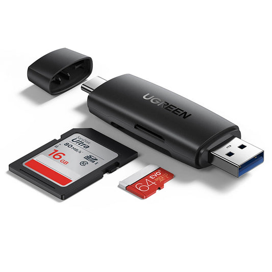 Čtečka karet USB / USB-C UGREEN CM304, SD - microSD, černá