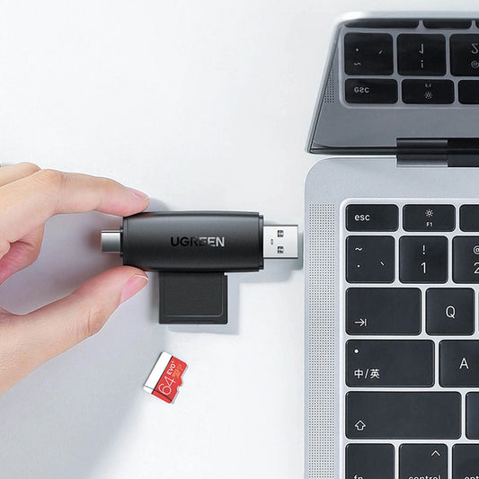 Čtečka karet USB / USB-C UGREEN CM304, SD - microSD, černá