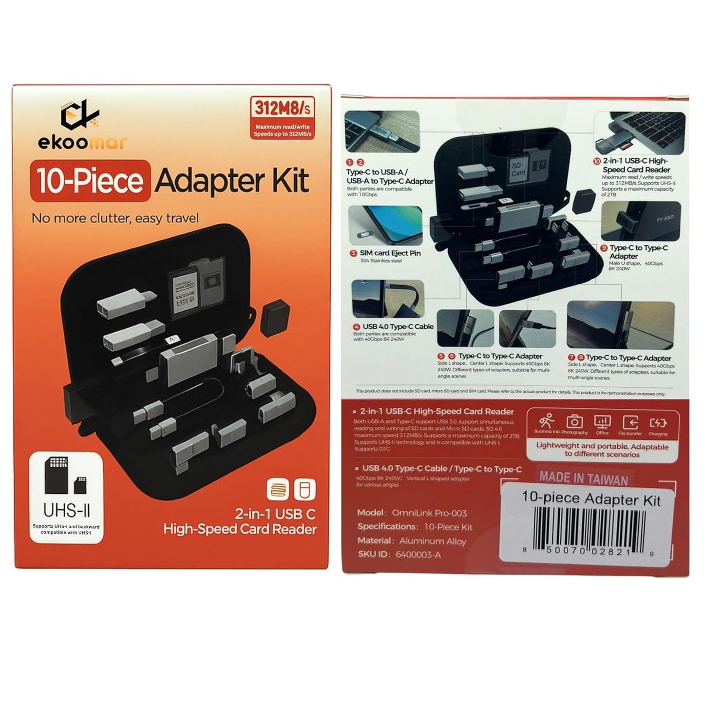 Čtečka karet USB / USB-C OEM OmniLink Pro-003 Travel, 10v1, Šedá