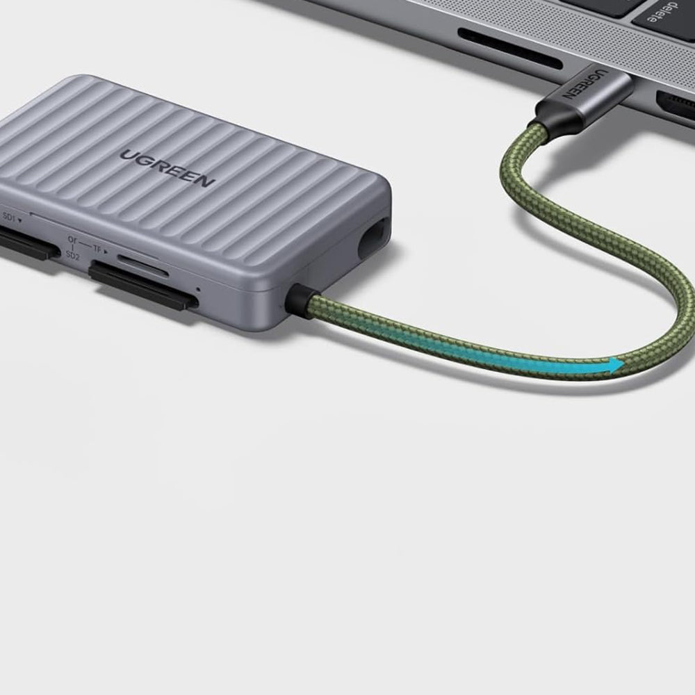 Čtečka karet USB-C s organizérem UGREEN 55886, 2 x SD - microSD, šedá