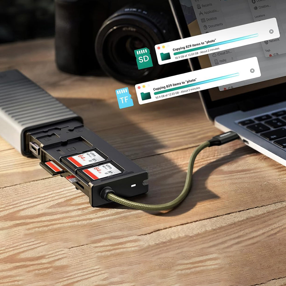 Čtečka karet USB / USB-C s organizérem UGREEN CM856 (55899), 2 x SD - microSD, šedá