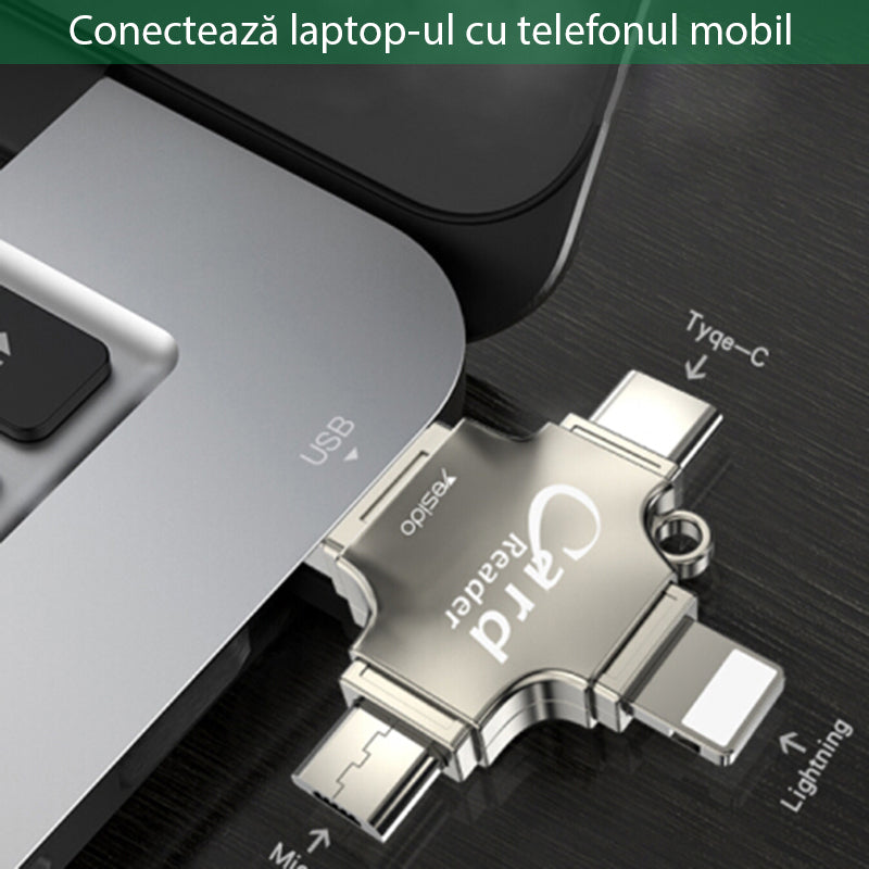 Čtečka karet USB / USB-C / Lightning / microUSB Yesido GS13, microSD, Stříbrná